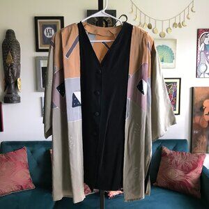 SHEKINA Forms in Silk Muted Earthy Tones Hand Painted Wearable Art Tunic O/S